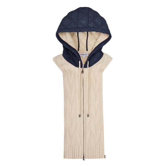 Veronica Beard Accessories - Veronica Beard Orine Quilted Hood Sweater Dickey Cream Navy 00-14 $298